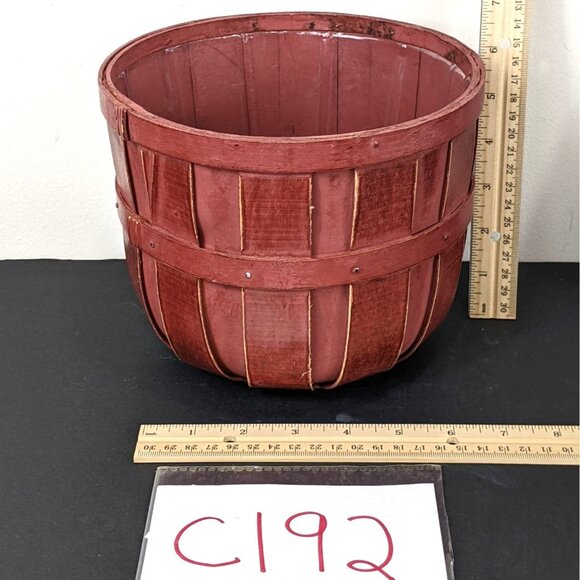 Rustic Red Wooden Basket With Sturdy Slats & Protective Coating - Picture 5 of 5